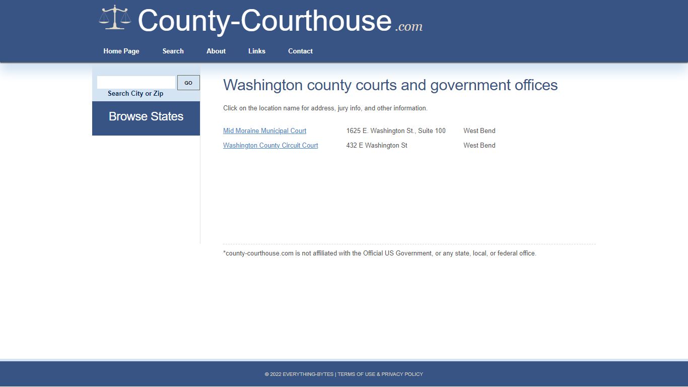 Courts in Washington County, WI - Courthouse Location and Information