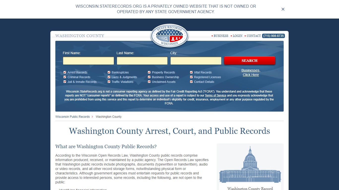 Washington County Arrest, Court, and Public Records